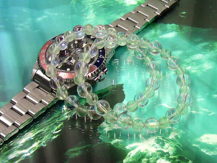 楽天市場】レインボー水晶とプリナイトのパワーストーンブレスレット 