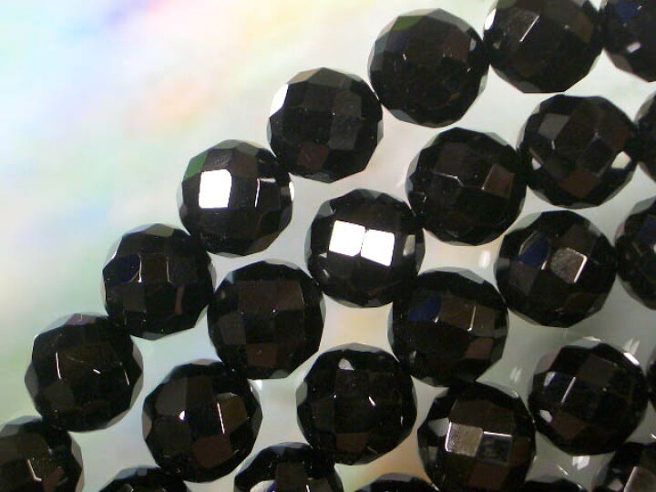 楽天市場】※天然石ビーズオニキス丸玉64面カット8mm・1連40cm 50個前後 
