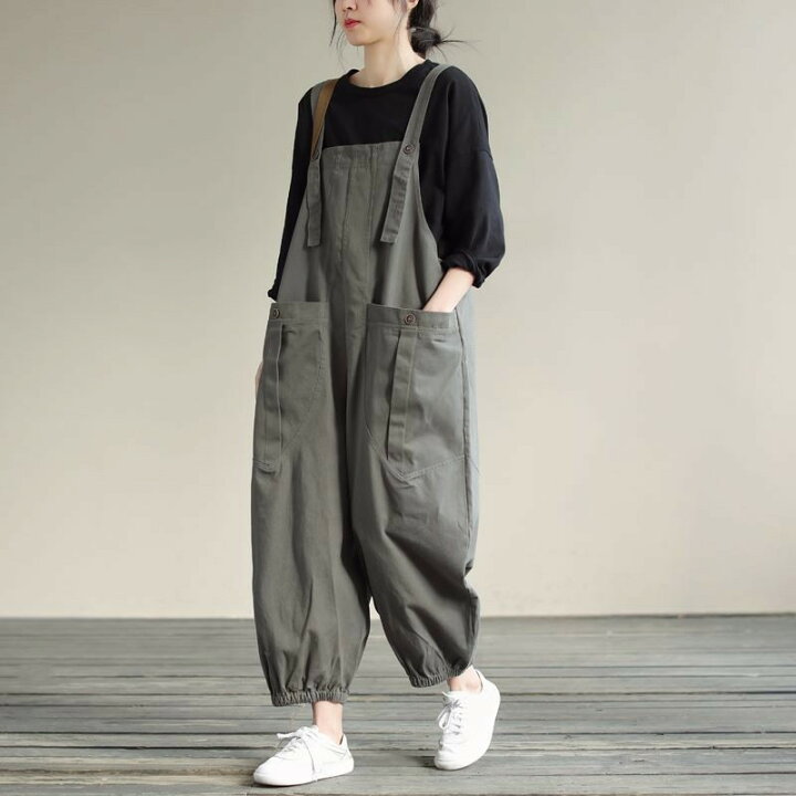 楽天市場】ワイドパンツ 体型カバー オールインワン 送料無料 春 