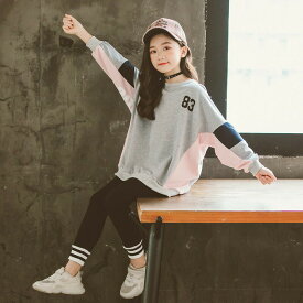 韓国風 子供服 おしゃれ 女の子 セットアップ 2点セット 上下セット キッズ 長袖 スウェット トレーナー レギンス 子ども おしゃれ かわいい 83 ルームウェア 普段着 秋 冬 薄手 110 120 130 140 150 160