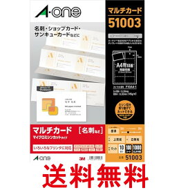 エーワン 51003 マルチカード 名刺 各種プリンタ兼用紙 A4判 10面 送料無料 【SK05374】