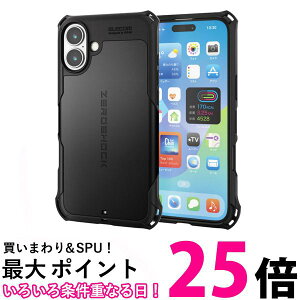 �G���R�� PM-A24BZEROBK �u���b�N iPhone 16 Plus �P�[�X �ϏՌ� �Ռ��z�� ZEROSHOCK �t�B�����t�� 4�p�_���p�[ ELECOM �������� �ySK15860�z