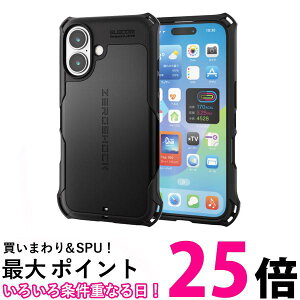 �G���R�� PM-A24AZEROBK iPhone 16 �P�[�X 6.1�C���` �Ռ��z�� ZEROSHOCK �u���b�N ELECOM �������� �ySK17821�z