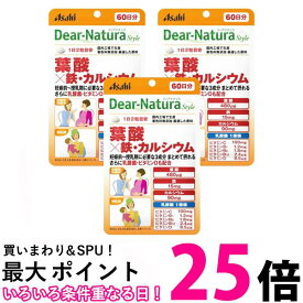 3個セット アサヒ ディアナチュラスタイル 葉酸×鉄・カルシウム 120粒 60日分 送料無料 【SK25633】