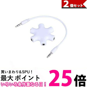 2個セット イヤホン スプリッター 3.5mm 5出力 6端子 ステレオ オーディオ アダプタ スマホ タブレット 分配 分岐 (管理S) 【SK30280】