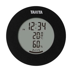 タニタ TT-585 BK ブラック 温湿度計 温度 湿度 デジタル 時計付き 卓上 マグネット TANITA 【SB12537】