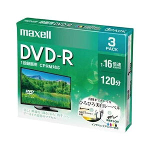�}�N�Z�� DRD120WPE.3S �^��p DVD-R �W��120�� 16�{�� CPRM �v�����^�u���z���C�g 3���p�b�N maxell �ySB12871�z