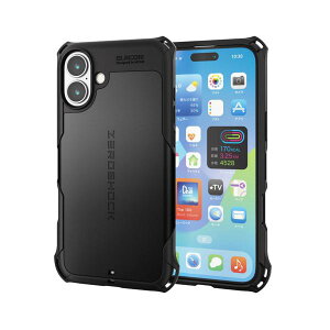 �G���R�� PM-A24BZEROBK �u���b�N iPhone 16 Plus �P�[�X �ϏՌ� �Ռ��z�� ZEROSHOCK �t�B�����t�� 4�p�_���p�[ ELECOM �ySB15860�z