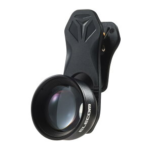 エレコム P-SLZ2XBK ブラック スマホ 望遠レンズ 2倍 2× 外付け FMC加工 レンズキャップ付き 収納ポーチ付属 iphone ELECOM 【SB16967】