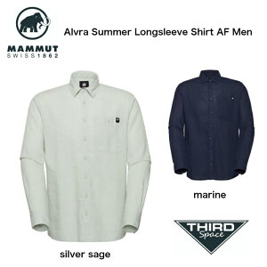 MAMMUT Alvra Summer Longsleeve Shirt AF Men �V�R�f�ރV���c �y�� �ʋC�� ���O���΍� �V���c �g�b�v�X �A�E�g�h�A �L�����v �A���u�� �T�}�[ �����O�X���[�u �V���c �A�W�A���t�B�b�g 1015-01790 silver sage ma