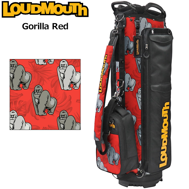 ラウドマウス 9型 キャディバッグ Gorilla Red ゴリラレッド LM-CB0018 772987(295) 着脱式ポーチ付 2WF2 Loudmouth ゴルフ用バッグ 派手な ゴルフ用品 NOV3