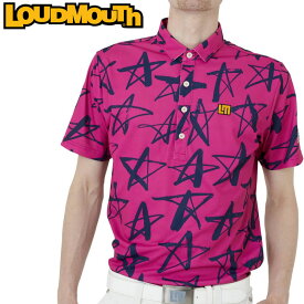【SALE特価】ラウドマウス メンズ 吸汗速乾 半袖 ポロシャツ Pink ピンク 762605(992) 【メール便発送】【新品】日本規格 2SS2 ゴルフウェア Loudmouth スター 星柄 APR2