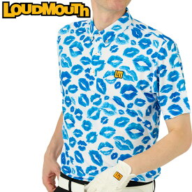 ラウドマウス メンズ ドライ 半袖 ボタンダウン ポロシャツ Turquoise ターコイズ 763607(966) 【メール便発送】【新品】日本規格 3SS2 キッス柄 KISS ゴルフウェア Loudmouth APR2