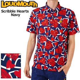 【SALE特価】ラウドマウス メンズ 半袖 ポロシャツ Scribble Hearts Navy スクリブルハーツネイビー 772600(336) 【メール便発送】【新品】日本規格 2WF2 ゴルフウェア Loudmouth OCT2