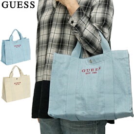 【SALE特価】GUESS コットン ミニトートバッグ ショルダーベルト付 41014 【新品】ゲス USA U.S.A デニムトートバッグ ミドルトートバッグ カートポーチ カートバッグ ラウンドバッグ ふだん使い カジュアル レディース メンズ %off