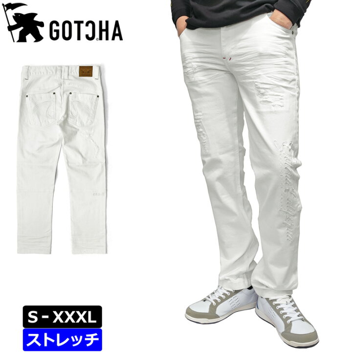 楽天市場】ガッチャ メンズ ストレッチ ホワイト デニムパンツ  