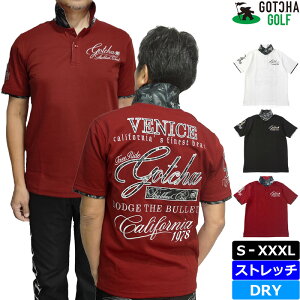 ガッチャゴルフ ブラックボタニカル 半袖 ポロシャツ 232GG1219 ストレッチ 吸汗速乾 シャイニング GOTCHA GOLF メール便発送【新品】SAAR トップス メンズ レディース ユニセックス