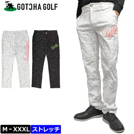 ガッチャゴルフ メンズ ストレッチ ロングパンツ 233GG1807 ビッグ総柄 GOTCHA GOLF 【新品】3WF2 春夏秋 刺繍 ネオン ロゴ総柄 ゴルフウェア NOV3