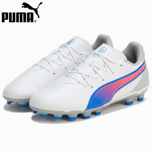 PUMA プーマ ジュニア サッカースパイクシューズ キングマッチ MID HG+ JR 108049-02 ホワイト×ブルー【新品】KING MATCH HGプラス フットサル ジュニア キッズ