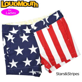 【均一SALE】【メール便発送】レディース ラウドマウス ホットパンツ/ミニパンツ Stars & Stripes スターズ＆ストライプス 769370(039) 【日本規格】【新品】19SS Loudmouth ゴルフウェア ショートパンツ ボトムス 派手な JUN2