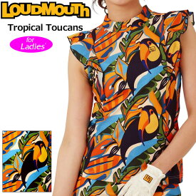 【SALE特価】ラウドマウス レディース モックネック フリル ノースリーブシャツ Tropical Toucans トロピカルトゥーカンズ 763656(356) 【メール便発送】【新品】日本規格 3SS2 ゴルフウェア モックシャツ Loudmouth MAY1