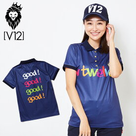 V12 ゴルフ ヴィ・トゥエルヴ レディース GOOD 半袖ポロシャツ V121910-CT07 78/Navy 春夏秋【新品】9SS1 ゴルフウェア トップス VTLOGO VTロゴ グッド おしゃれ ブランド V12 GOLF