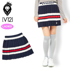 V12 ゴルフ ヴィ・トゥエルヴ レディース プリーツ スカート TWO TONE Skirt V121920-SK02 78/Navy 秋冬春【新品】9WF1 ゴルフウェア レディスウェア ボトムス スコート 2TONE ツートーン おしゃれ ブランド V12 GOLF