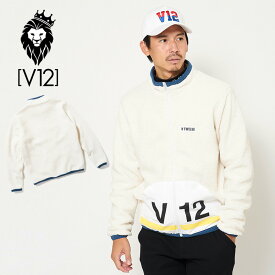 V12 ゴルフ ヴィ・トゥエルヴ メンズ 長袖 ボア ジャケット V121920-JK09 FLEECE JKT 02/White 【新品】9WF1 秋 冬 ゴルフウェア トップス アウター V12Number ナンバー おしゃれ ブランド V12 GOLF