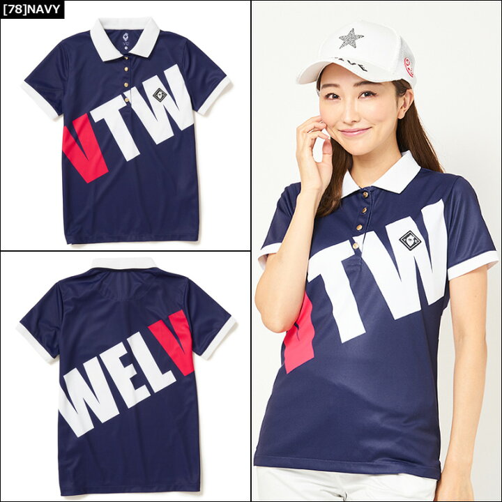 楽天市場】V12 ゴルフ レディース 半袖 ポロシャツ BIG LOGO POLO