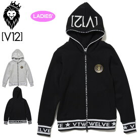 V12 ゴルフ ヴィ・トゥエルヴ レディース フルジップ 長袖 パーカー LOGO ZIP HOODIE V122110-SW04 【新品】1SS2 ゴルフウェア トップス アウター V12 GOLF ロゴ