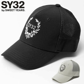 SY32 GOLF メンズ キャップ SYG-23S103 SYG OLIVE EMBLEM CAP ゴルフ【新品】3SS2 帽子 ゴルフウェア メンズウェア メッシュ 立体ロゴ リーフ 刺繍 3D APR3