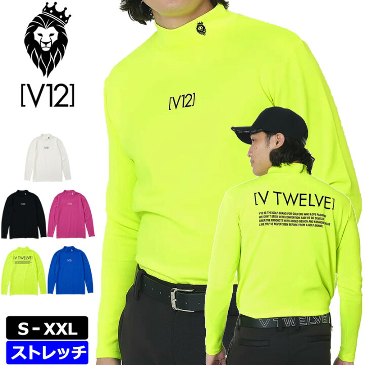 楽天市場】V12 ゴルフ メンズ モックネック 長袖 シャツ CENTER LOGO 