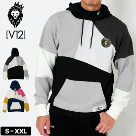 V12 ゴルフ メンズ プルオーバー 長袖 パーカー CRAZY PANEL HOODIE V122320-SW03 ヴィ・トゥエルヴ 【新品】3WF2 ゴルフウェア V12GOLF AUG3