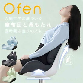 人体工学腰ケア座布団背もたれ　2点セット　姿勢矯正　クッション　低反発 クッションセット 背もたれ　低反発　 長時間座り　ストレス解散　疲れにくい　オフィス、車、家　男女兼用　お尻　座布団と背もたれの組み合わせ　快適