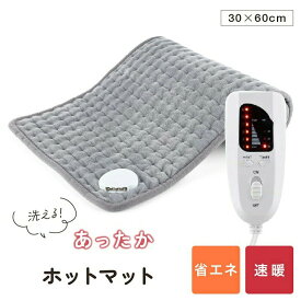 ミニホットマット 一人用 電気ホットマット 60×30cm 足元暖房マット 肌触り抜群 ホットカーペット 省エネ タイマー 6段階温度調節 電気毛布 洗える 電気マット 軽量 折りたたみ式ホットマット 冷え性対策 家庭用 PSE認証済み