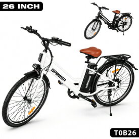 【10月14日20時~ P5倍+最大2000円クーポン】電動アシスト自転車 26インチ シマノ7段変速 350Wモーター 最大110km走行 36V7.5Ah リチウムバッテリー 後輪ディスクブレーキ IP54防水 4段階アシスト LEDライト 通勤 通学 ブラック ホワイト