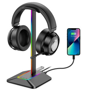 ��� �w�b�h�z���X�^���h 1��TypeC���̓|�[�g��2�̏o�̓|�[�g�iTypeC�AUSB�j�𑕔� Bose�ABeats�ASony�ASennheiser�AJabra�AJBL�AAKG�Ȃǂ̃Q�[�~���O ���@�\7�F�[�d��RGB�w�b�h�z���X�^���h �g�ݗ���