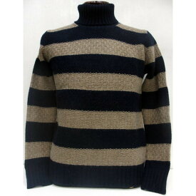 【在庫処分/返品・交換不可】SEVESKIG（セヴシグ）[5G Border Turtle Neck Sweater]タートルネック ボーダー ウール セーター Made in Japan！