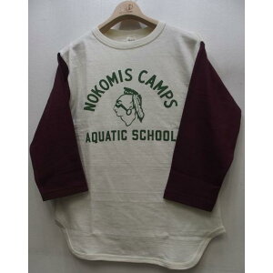 �y2023�H�~ �V��zWAREHOUSE(�E�G�A�n�E�X)Baseball Three-Quarter Sleeve Tee [Lot.4800 NOKOMIS CAMPS-Cream×Bordeaux]Lot 4800 7���� �x�[�X�{�[��T NOKOMIS CAMPS ���[�Q�[�W�҂� ���{��