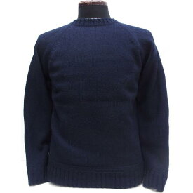 【2023秋冬 新作】Soglia(ソリア)[LANDNOAH SWEATER/British Wool-Navy] soglia ソリア エルボーパッチ クルーネック ニットセーター 日本製