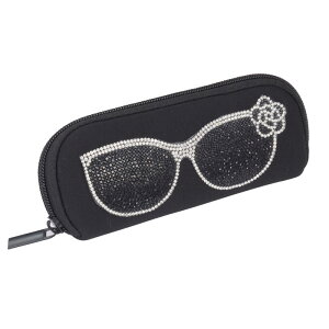 キラキラメガネ柄のメガネケース（クリア）[ メガネケース 眼鏡ケース 可愛い おしゃれ ハード ハードケース 耐衝撃 傷防止 ジッパー ファスナー レディース 女性 軽量 やわらか 小物入れ 