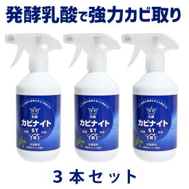 【3本セット】カビ取り剤 カビ除去 強力 450ml 乳酸カビナイトST スプレー ミントの香り 日本製 塩素不使用 弱酸性 低刺激 人に優しい 防カビ カビ取りスプレー 浴室 お風呂掃除 キッチン 畳 フローリング 家庭用 木製品 乳酸の力