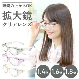 メガネ型拡大鏡ファインミニ クリアレンズ 選べるカラー 拡大鏡 眼鏡 メガネ 1.4倍 1.6倍 1.8倍 見やすい 長時間 疲れない ブルー光線カット ブルーライトカット　ブルーライト 紫外線カット パソコン 携帯 日本製 送料無料