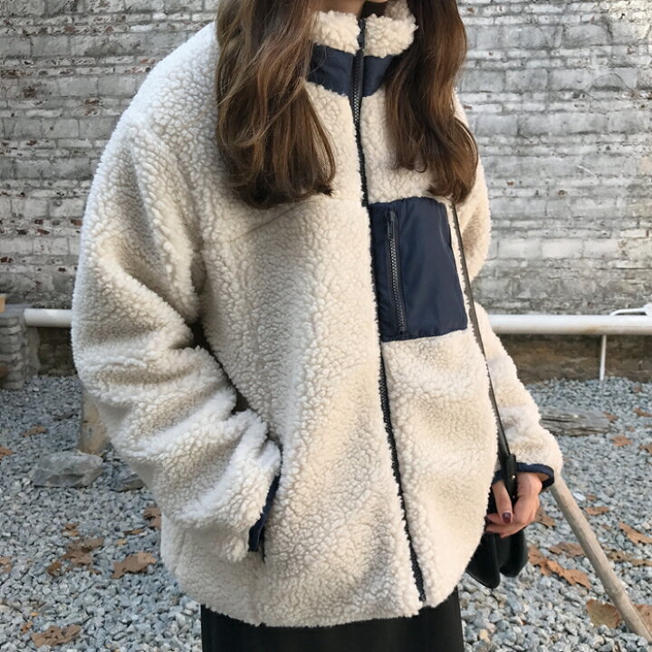 楽天市場 ボアブルゾン 中学生 高校生 10代 代 30代 韓国 ファッション もこもこ アウター レディース 2133 Threefashion