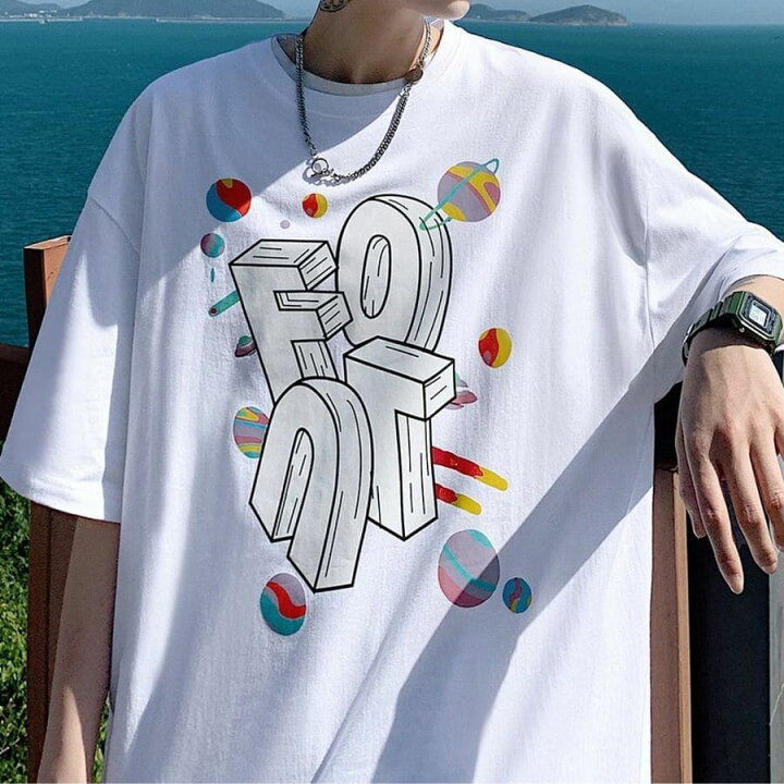 楽天市場 シャツ メンズ 半袖 韓国 立体文字 夏 大きいトップス 高校生 中学生 10代 代 ファッション Threefashion