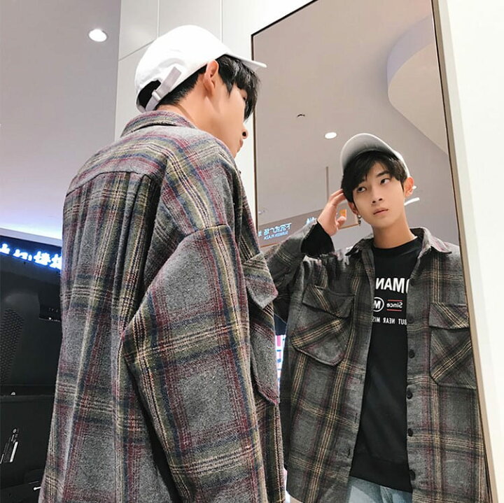楽天市場 チェック シャツ メンズ トップス 長袖 韓国 ファッション 中学生 高校生 学生 10代 代 おしゃれ 秋 冬 春 大きいサイズ 3023 Threefashion