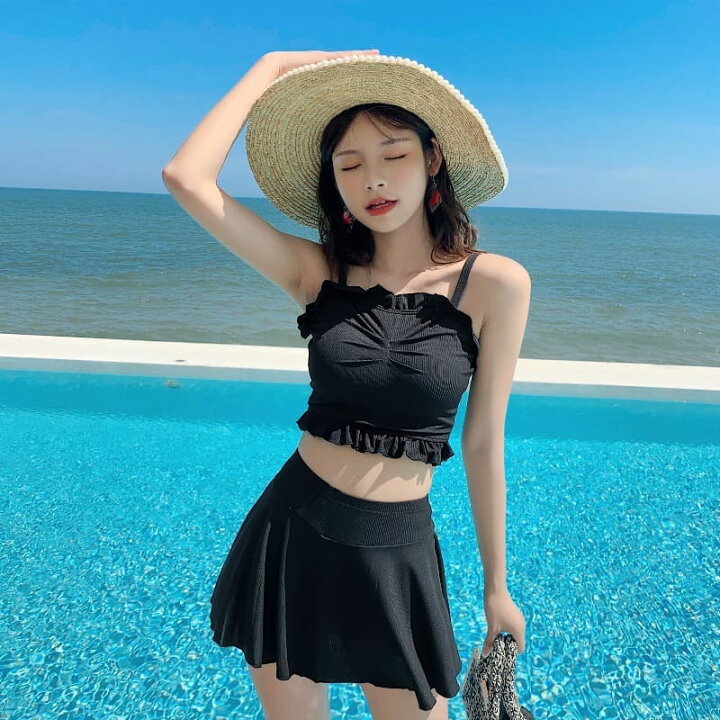 楽天市場 水着 高校生 中学生 ビキニ おしゃれ 学生 10代 代 体型カバー 大きいサイズ 韓国 ファッション 5749 Threefashion