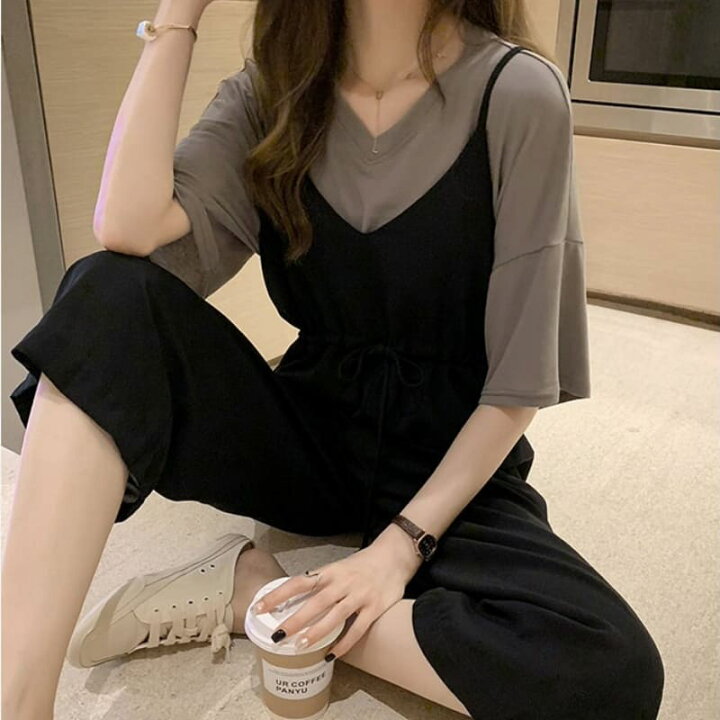 楽天市場 高校生 中学生 ファッション 半袖 夏 オールインワン つなぎ セットアップ Tシャツ トップス シャツ おしゃれ かわいい 韓国 大きいサイズ 10代 代 30代 6074 Threefashion