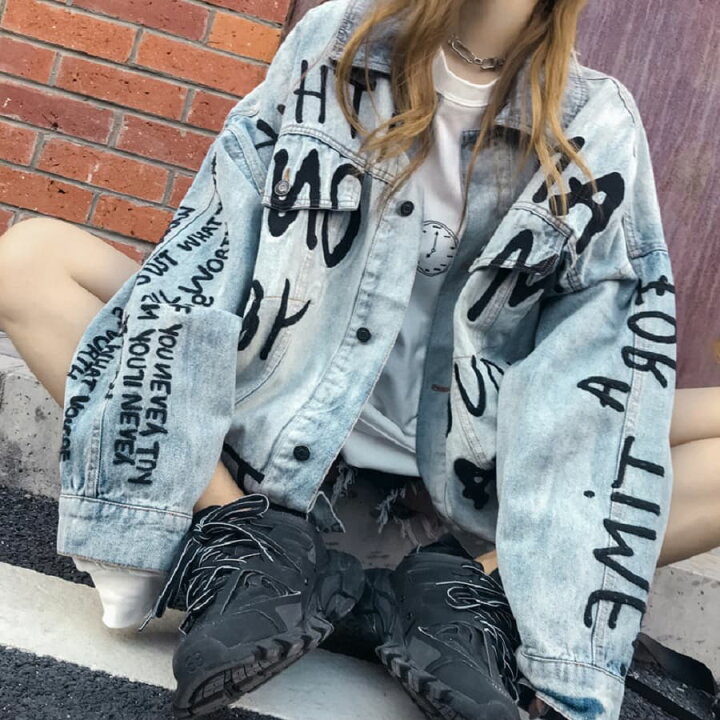 楽天市場 韓国 レタリングデニムジャケット レディース アウター 高校生 中学生 10代 代 ファッション Threefashion