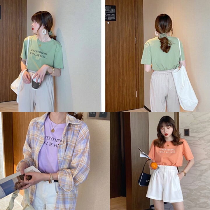 楽天市場 高校生 中学生 ファッション 半そで 夏 Tシャツ トップス シャツ おしゃれ かわいい 韓国 大きいサイズ 10代 代 6153 Threefashion